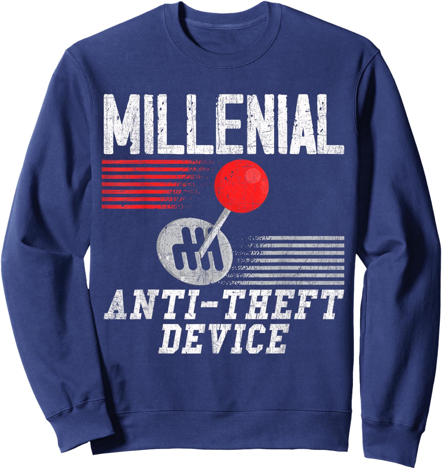 Millennial Anti-Theft Device Funny Manual Gear Box Novelty Sweatshirt - Sweatshirt | Navy