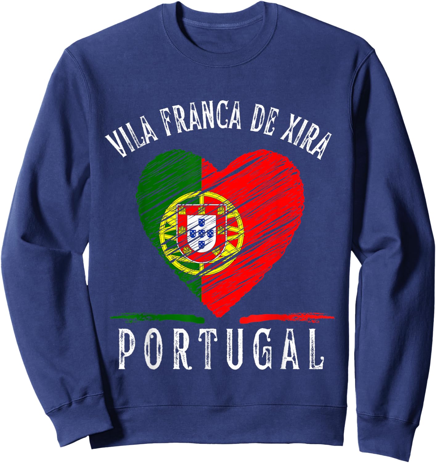 Portugal Flag Heart Vila Franca De Xira City Sweatshirt - Sweatshirt | Navy