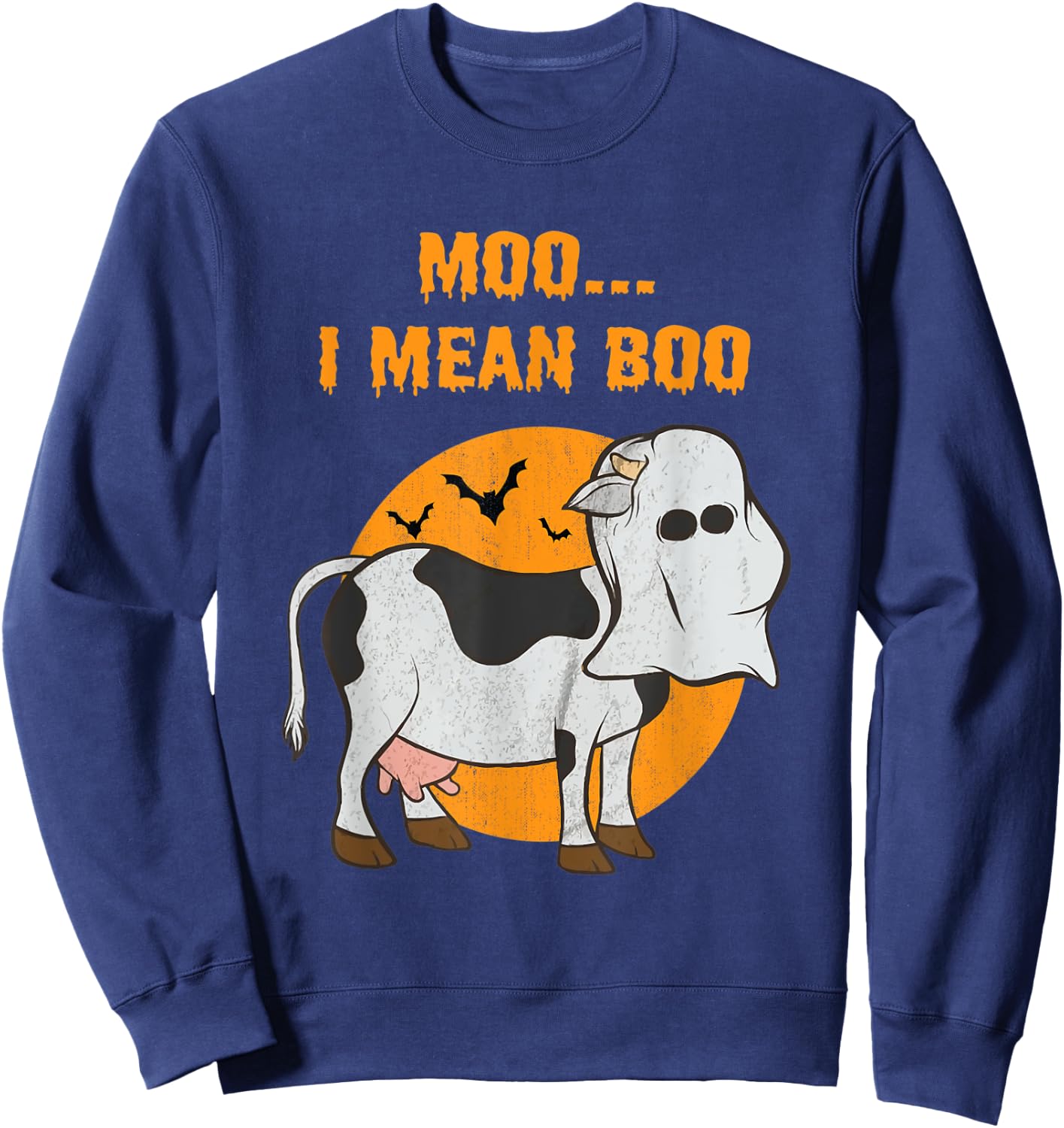 Ghost Cow Moo I Mean Boo Sweatshirt - Sweatshirt | Navy