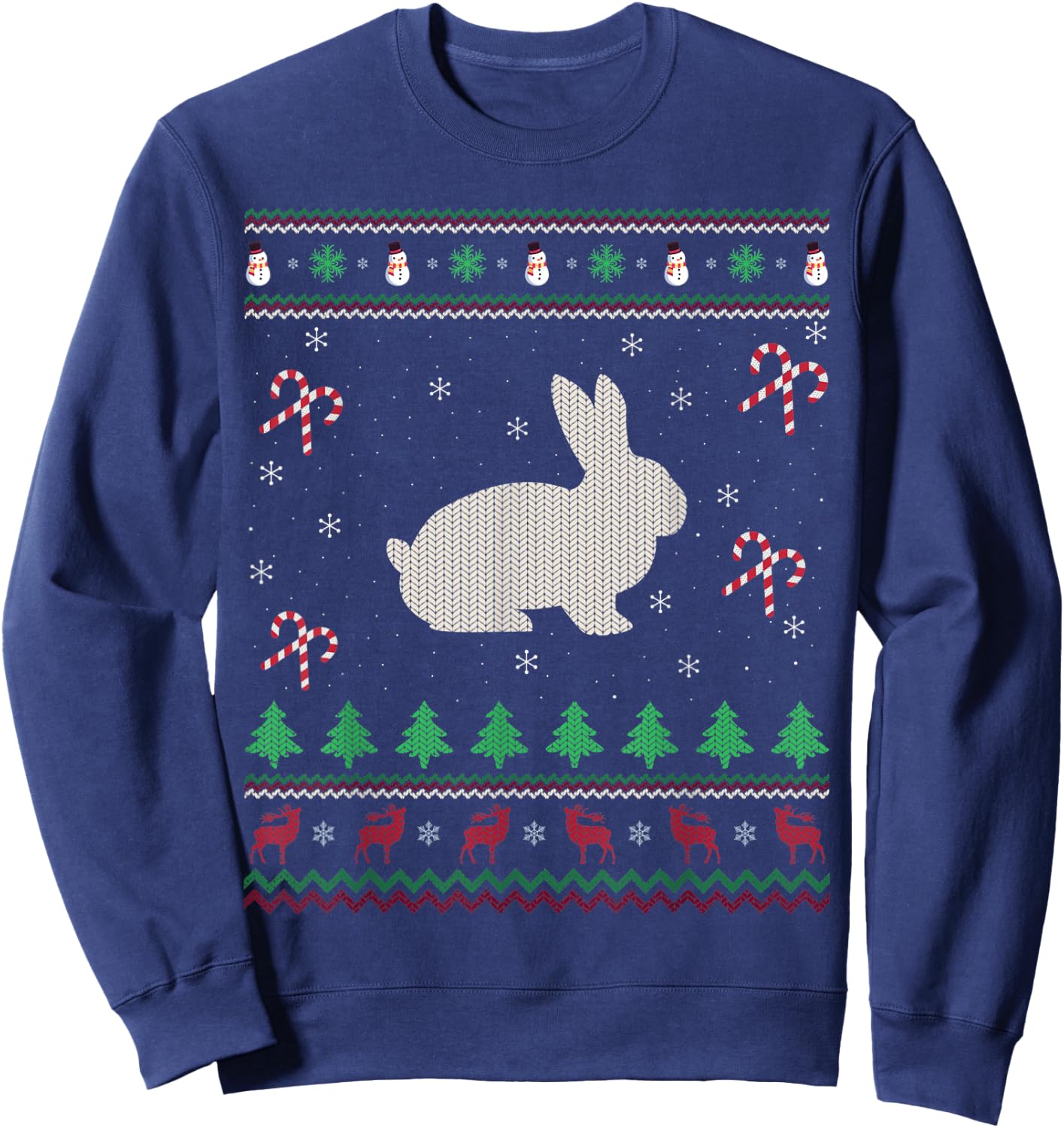 Funny Rabbit Lover Xmas Santa Ugly Rabbit Christmas Sweatshirt - Sweatshirt | Navy