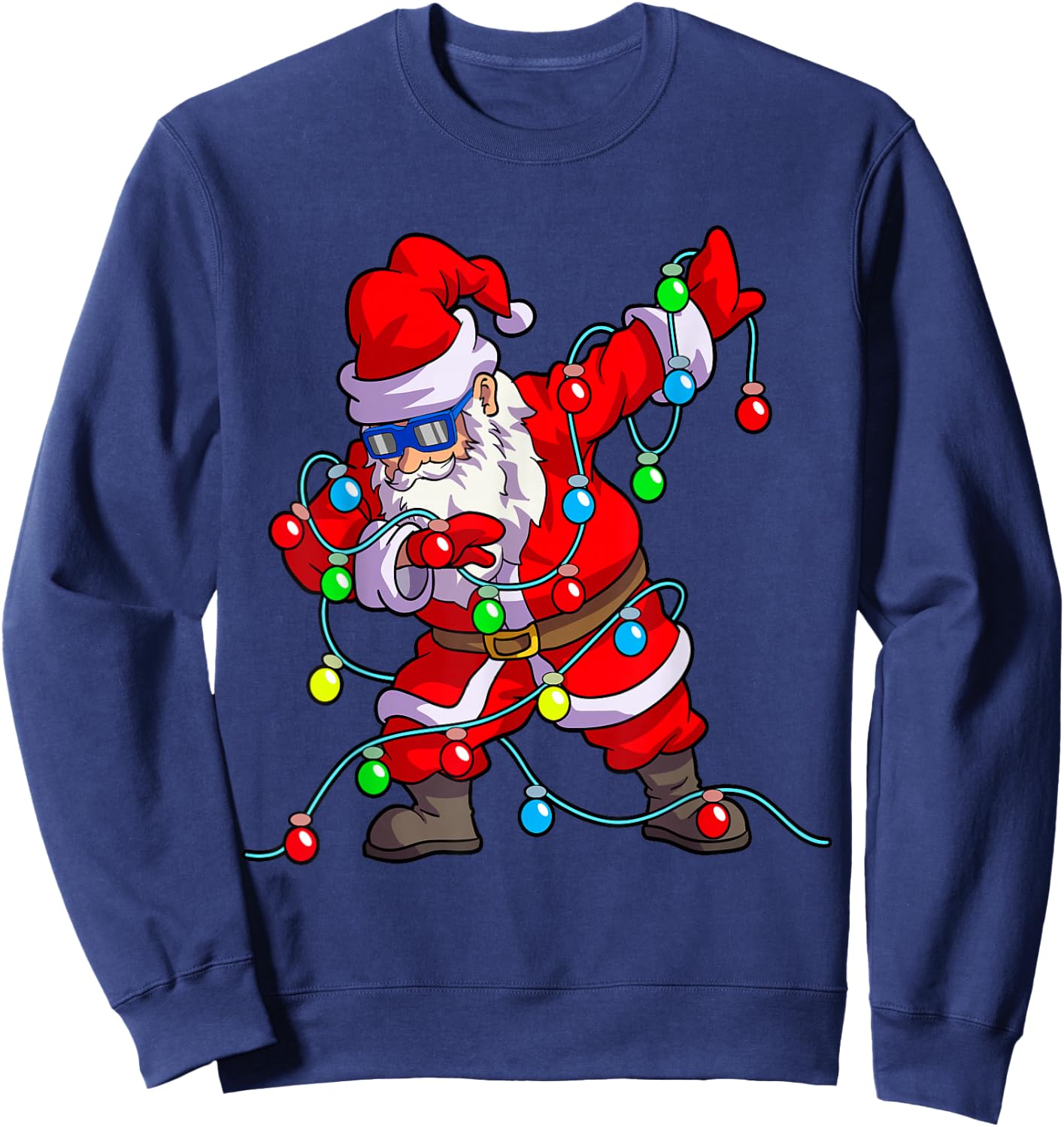 Christmas Dabbing Santa Men Kids Boys Xmas Gifts Tree Lights Sweatshirt - Sweatshirt | Navy