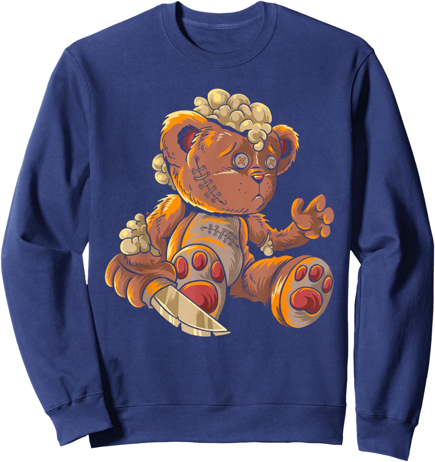Killer Teddy Bear Lazy Halloween Costume Scary Monster Sweatshirt - Sweatshirt | Navy