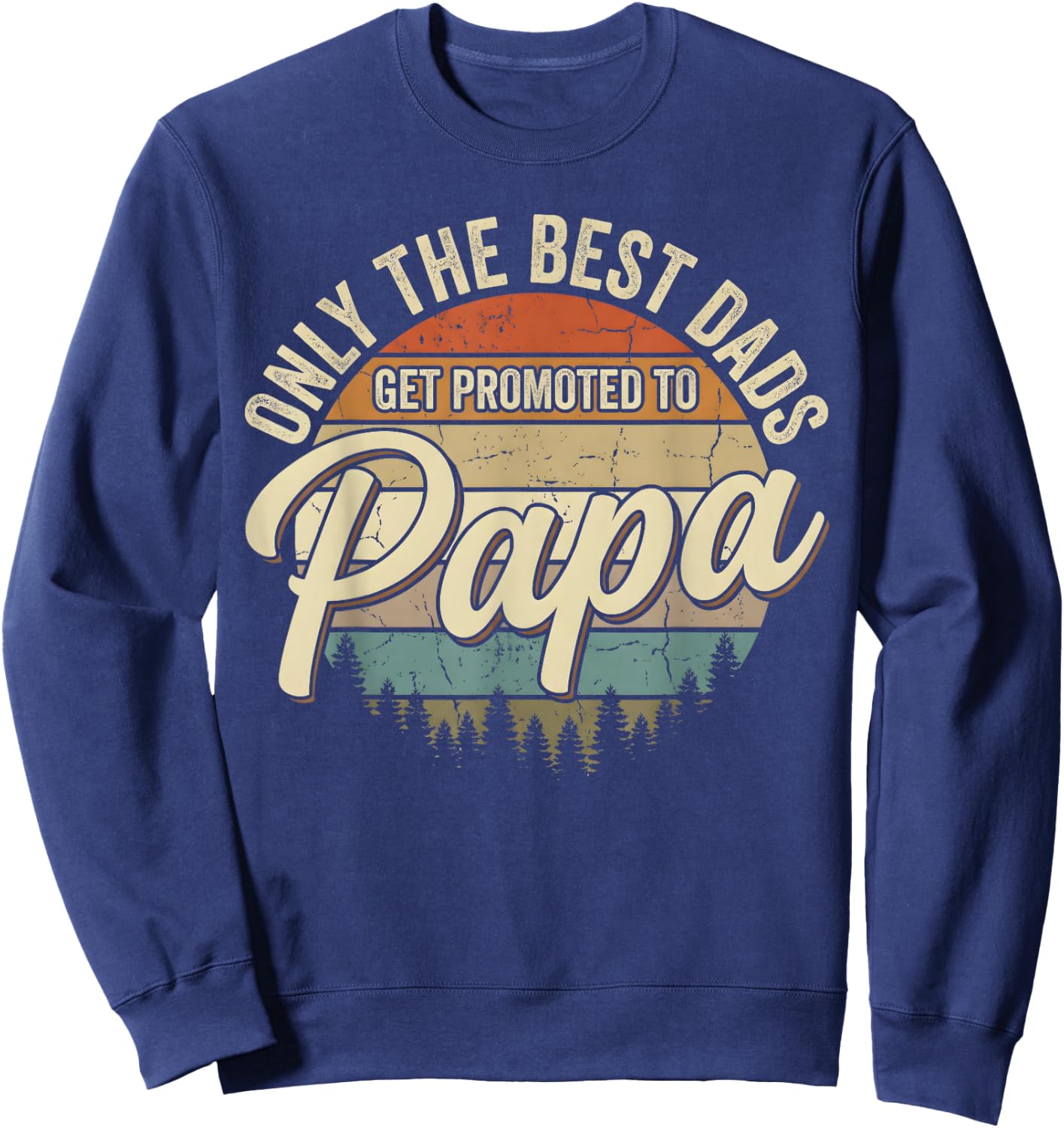Retro Only The Best Dads Get Promoted to Papa Father's Day Sweatshirt - Sweatshirt | Navy