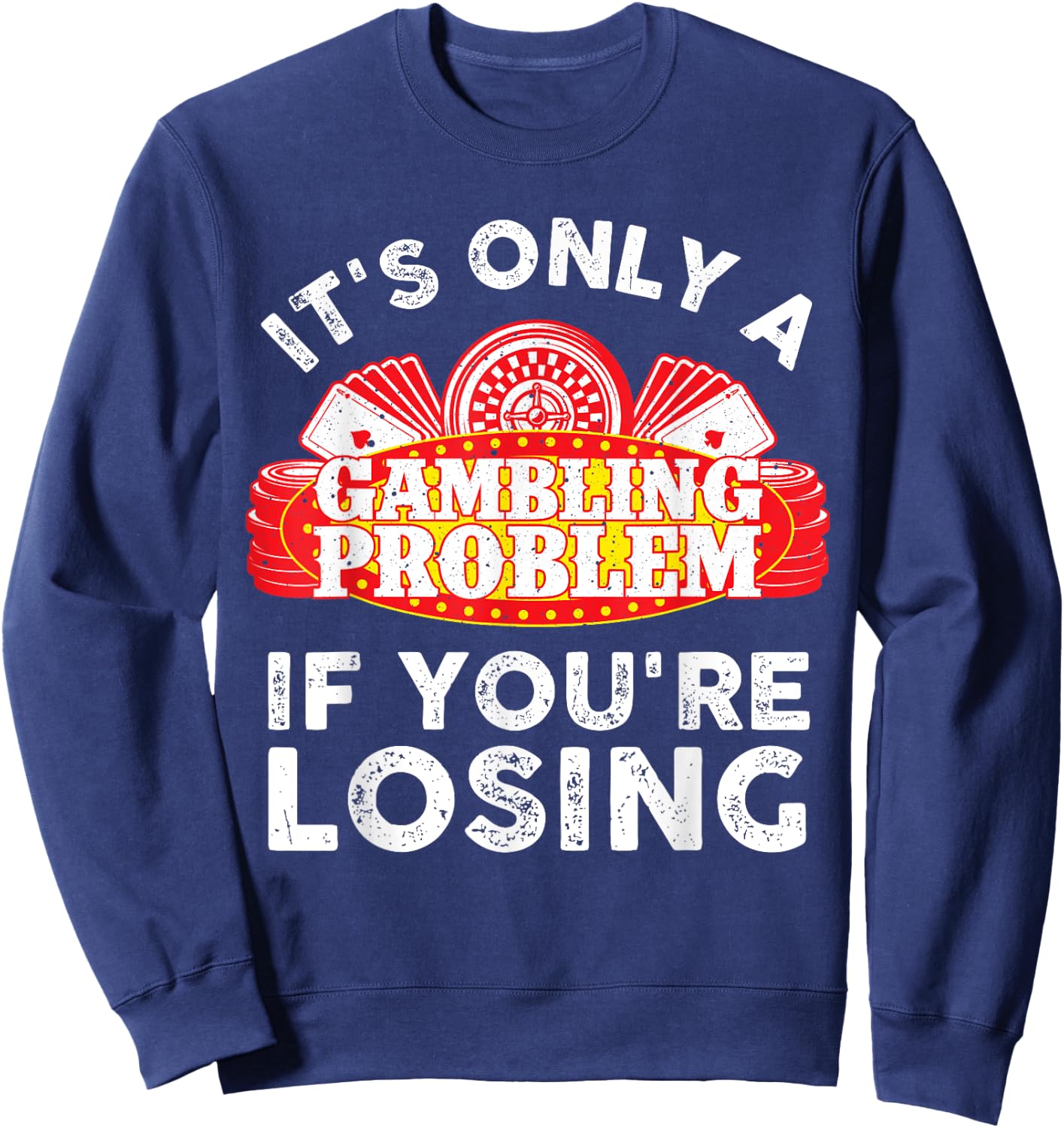 Best Gambling Gifts Gambler Stuff & Accessories -Adults, -Kids Black Cotton 100% Modern Collarless Size S Sweatshirt - Sweatshirt | Navy