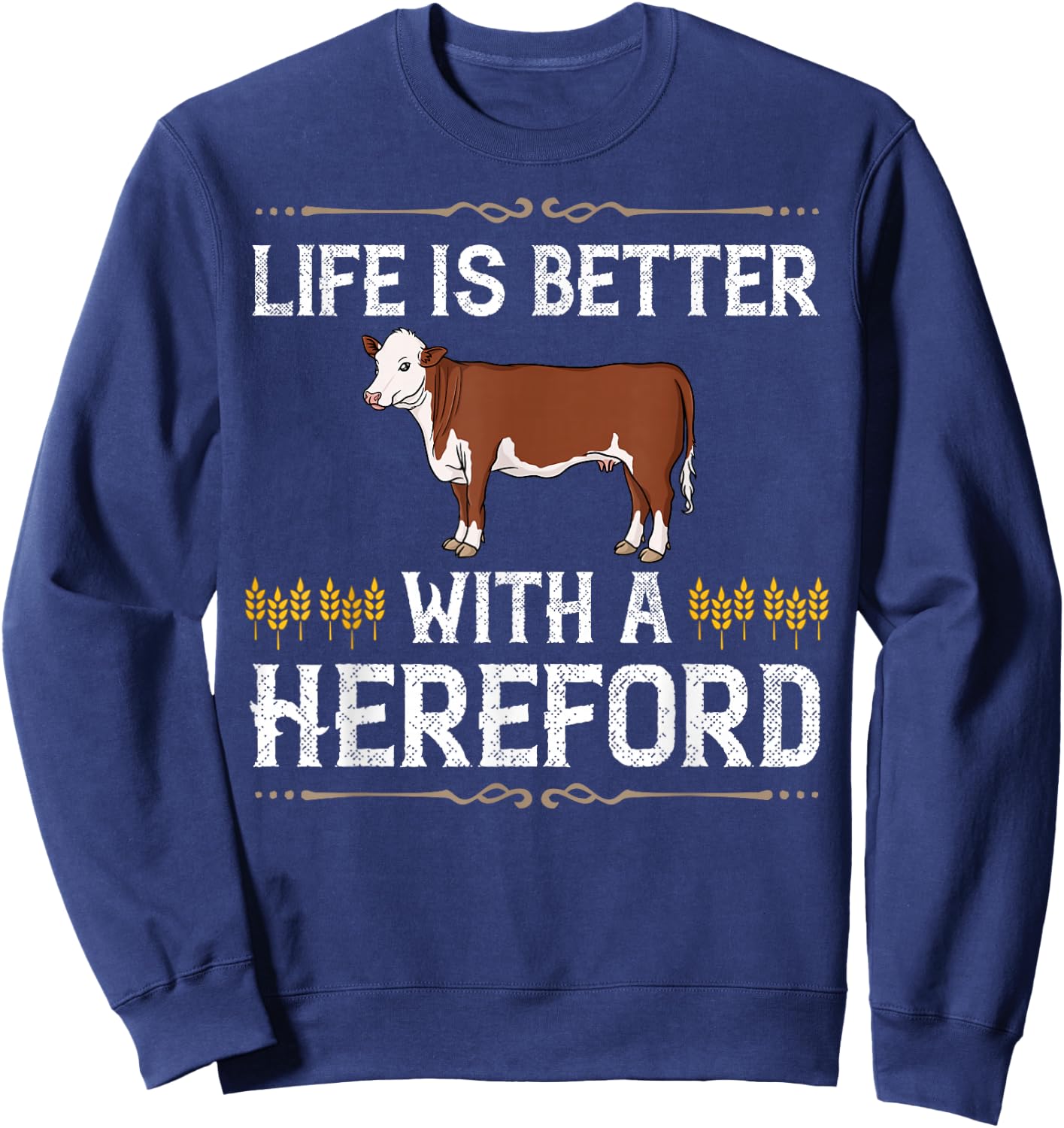 Hereford Cow Cattle Bull Beef Farm Sweatshirt - Sweatshirt | Navy