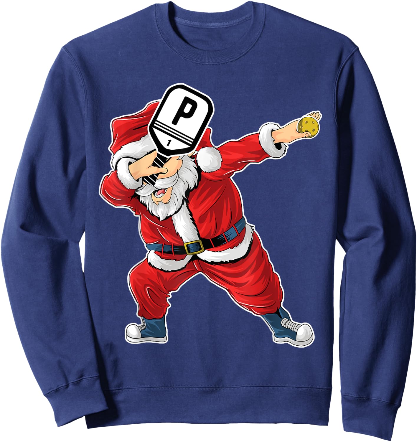Santa Claus Pickleball Paddle Funny Pickleball Christmas Sweatshirt - Sweatshirt | Navy