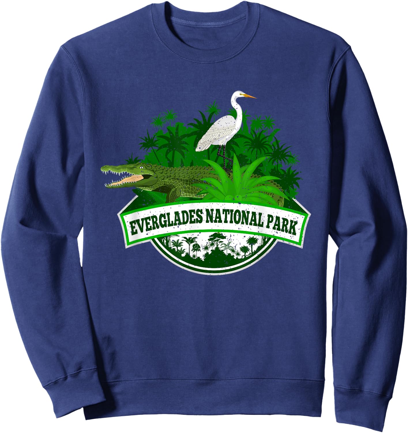 Bird and Florida Alligator Of Everglades National Park Sweatshirt - Sweatshirt | Navy