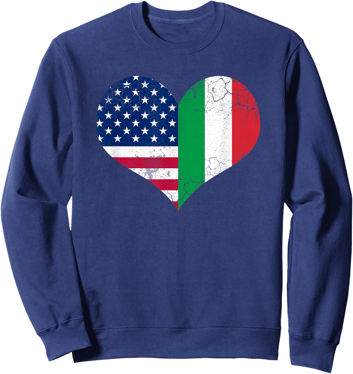 Italian American Flag Heart Love USA Italia Italy Sweatshirt - Sweatshirt | Navy