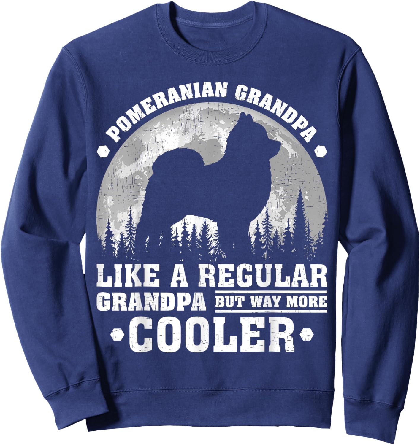 Pomeranian Grandpa Funny Vintage Pomeranian Dog Father's Day Men Sweatshirt - Sweatshirt | Navy