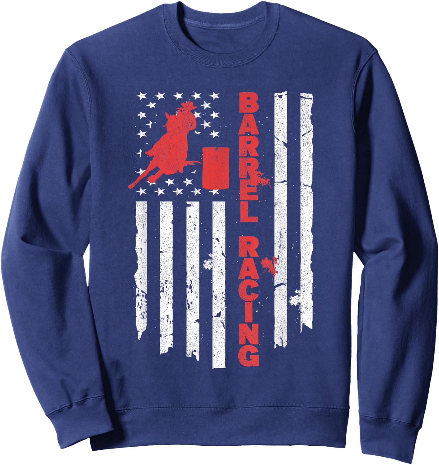 USA Barrel Racer Rodeo American Flag Barrel Racing Sweatshirt - Sweatshirt | Navy