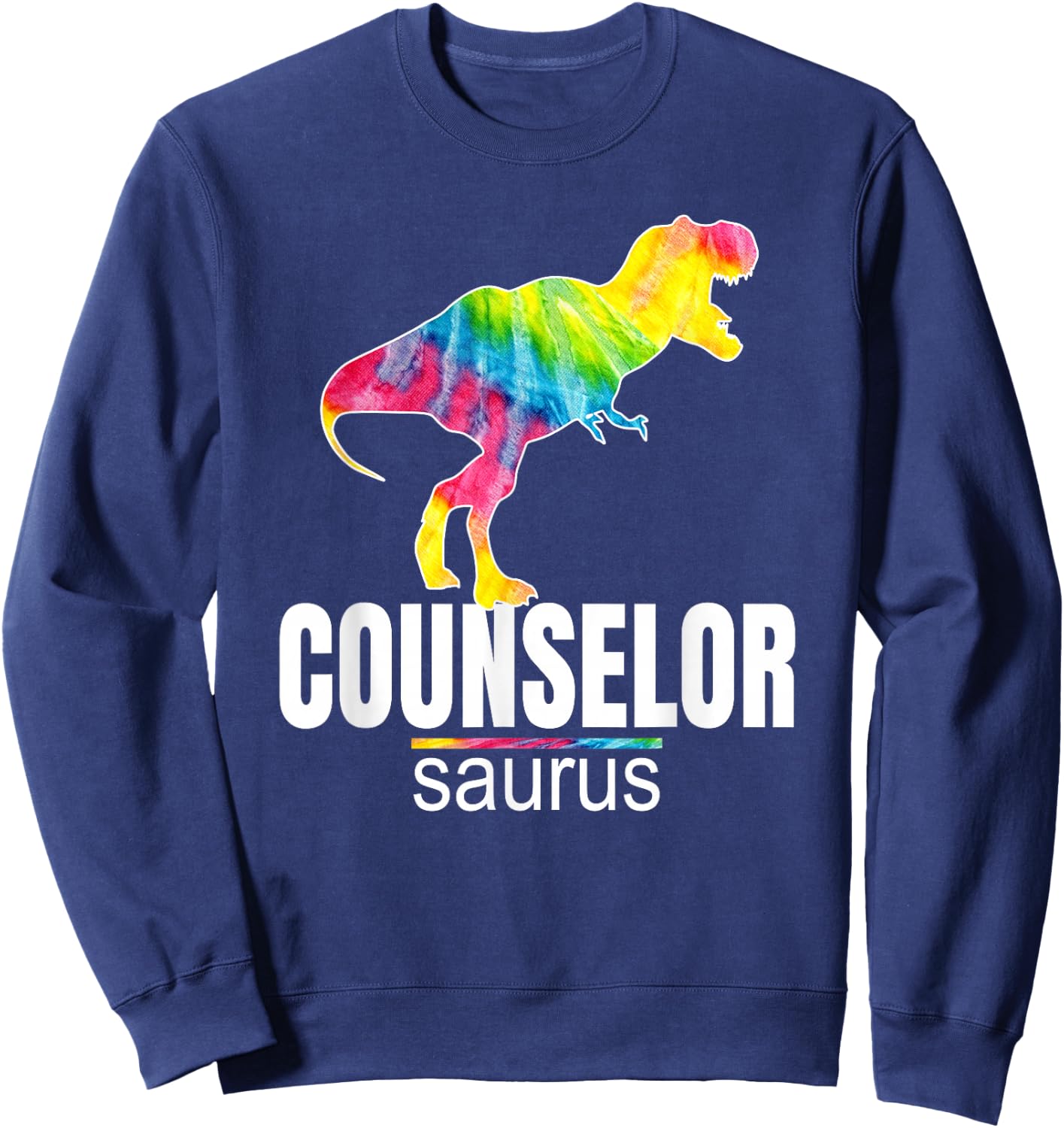 Counselorsaurus Dinosaur Funny Counselor Back-School Cute Sweatshirt - Sweatshirt | Navy