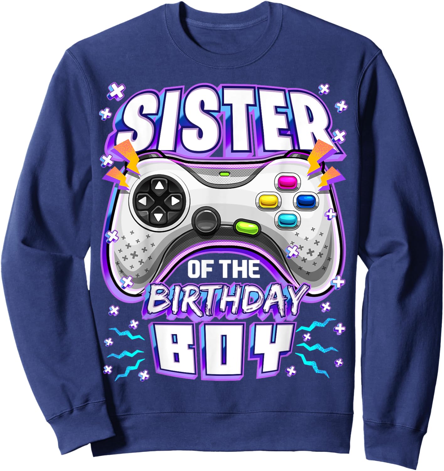 Sister of the Birthday Boy Matching Video Gamer Party Sweatshirt - Sweatshirt | Navy