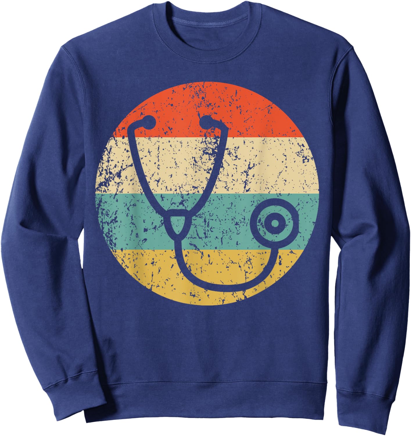 Doctor Nurse Vintage Retro Stethoscope Sweatshirt - Sweatshirt | Navy