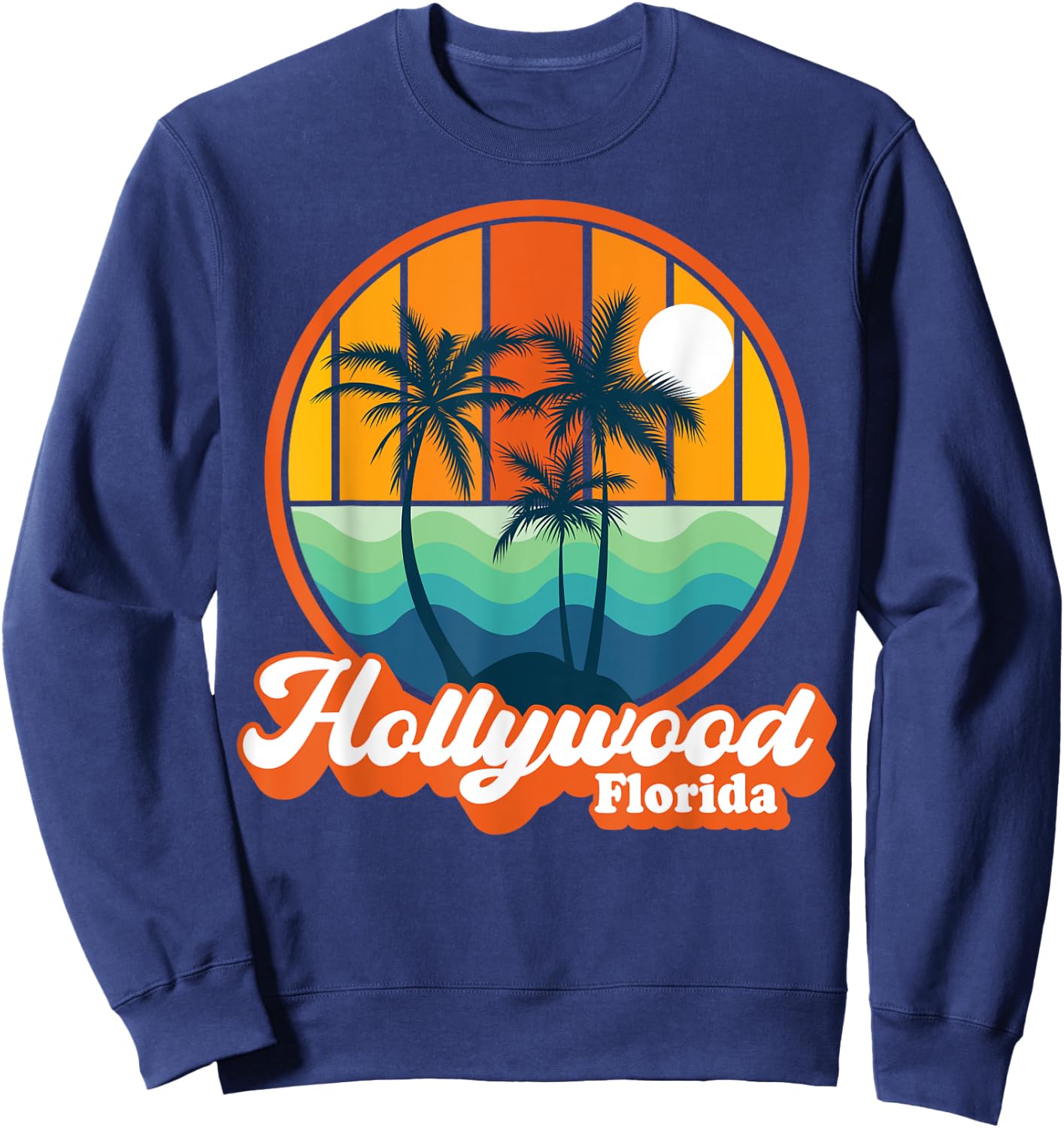 Vintage Hollywood Florida Summer Vacation Beach Souvenirs Men Women Kids Sweatshirt - Sweatshirt | Navy