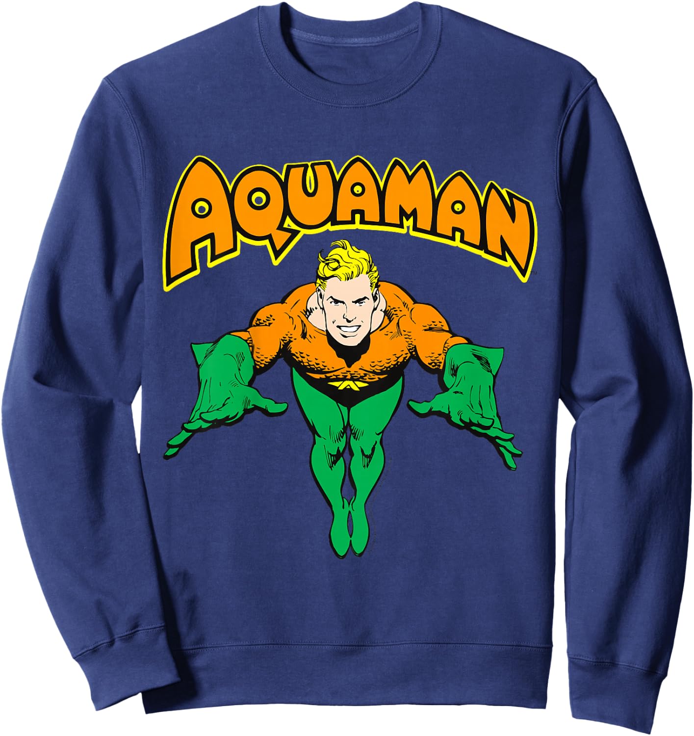 Kids DC Comics Aquaman Vintage Portrait Logo Sweatshirt - Sweatshirt | Navy