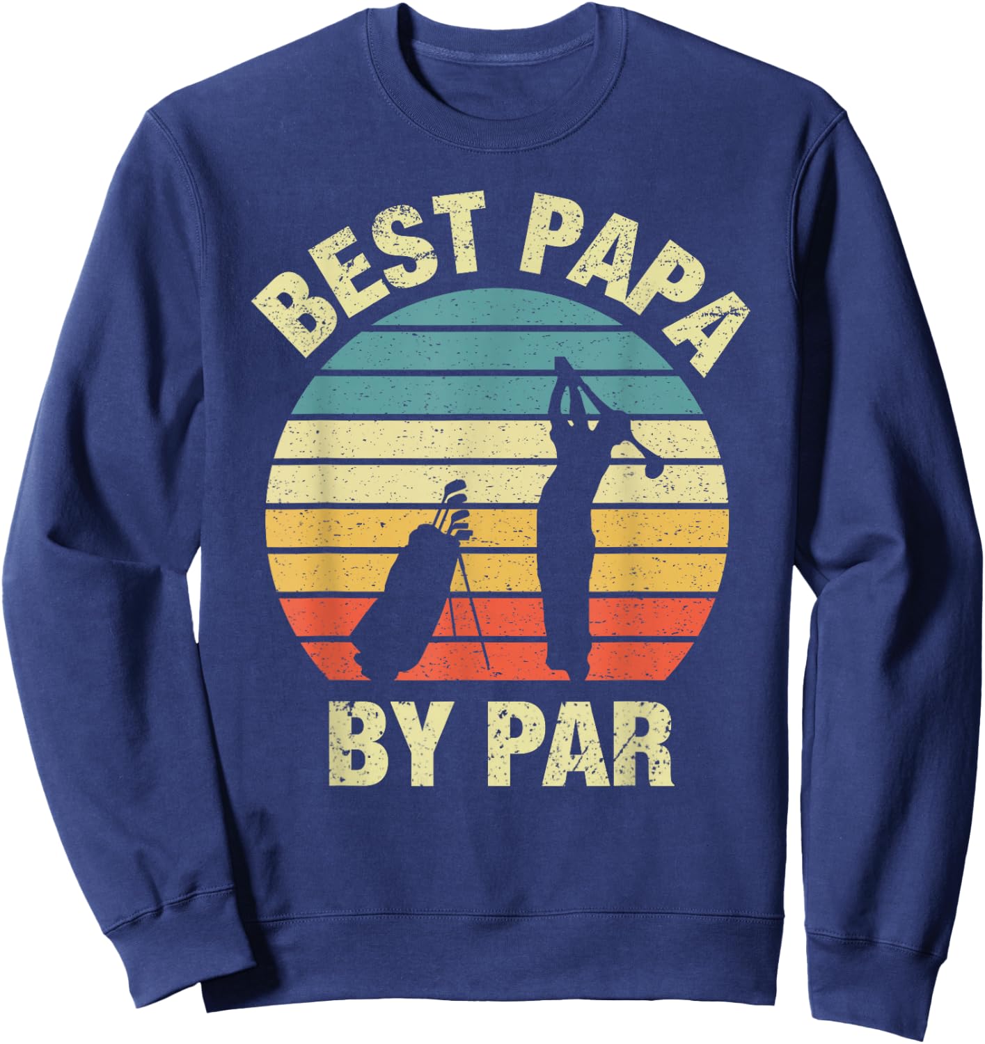 Vintage Best Papa By Par Father's Day Golfing Sweatshirt - Sweatshirt | Navy