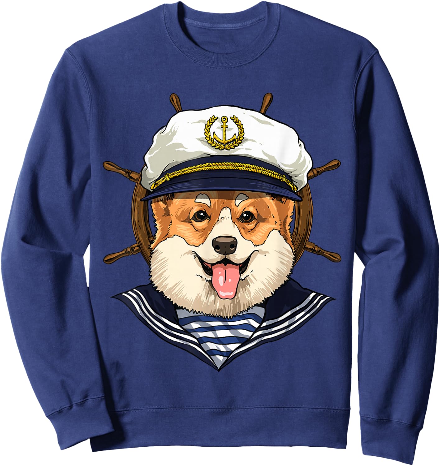 Corgi Sailor Boat Captain Corgi Dog Sweatshirt - Sweatshirt | Navy