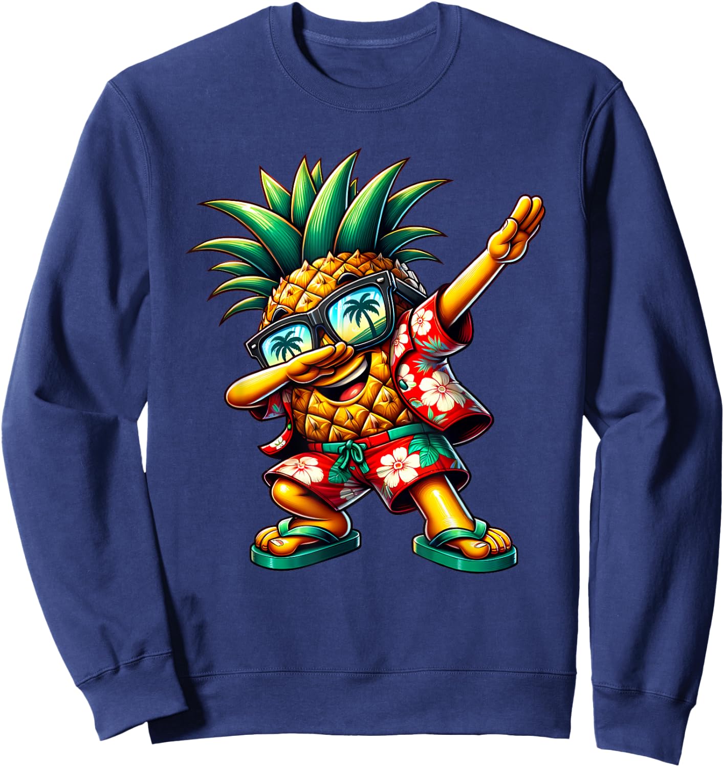 Dabbing Pineapple Sunglasses Aloha Beaches Hawaii Sweatshirt - Sweatshirt | Navy