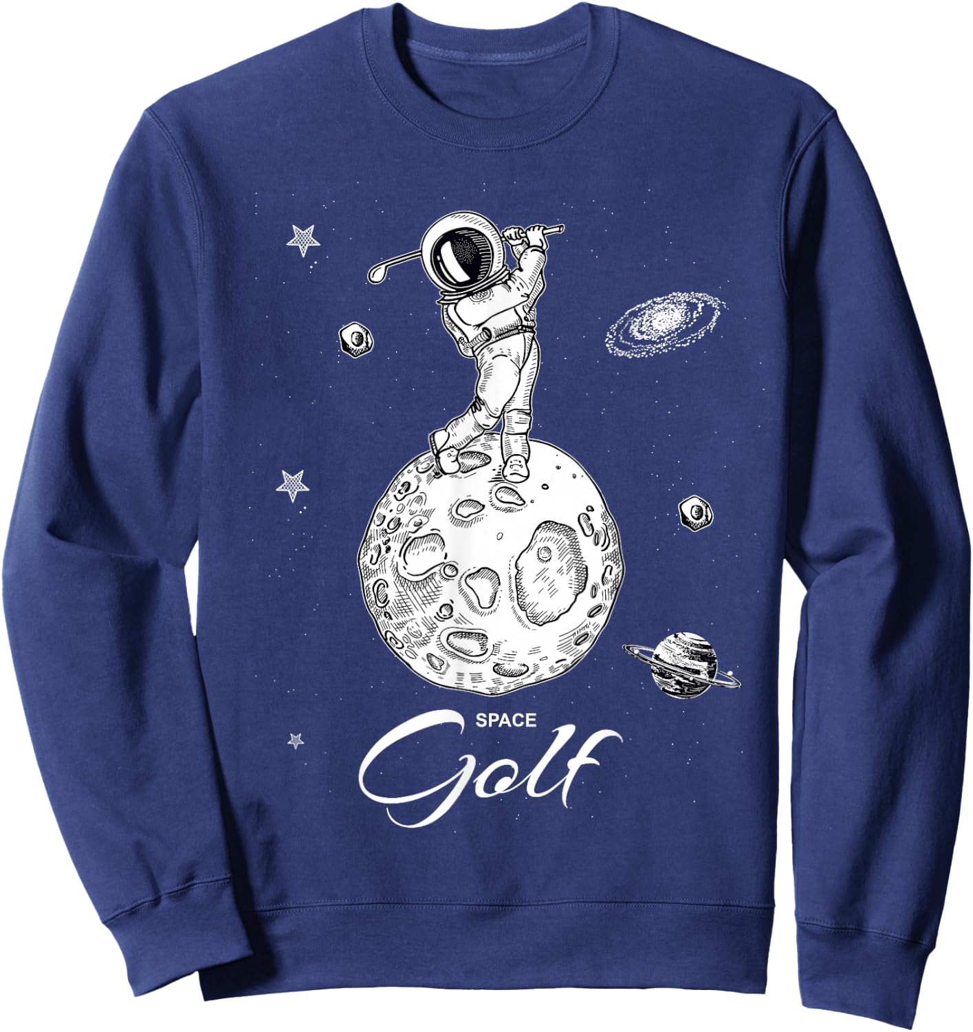 Cool Astronaut Novelty Play Golf Graphic & Cool Designs Sweatshirt - Sweatshirt | Navy