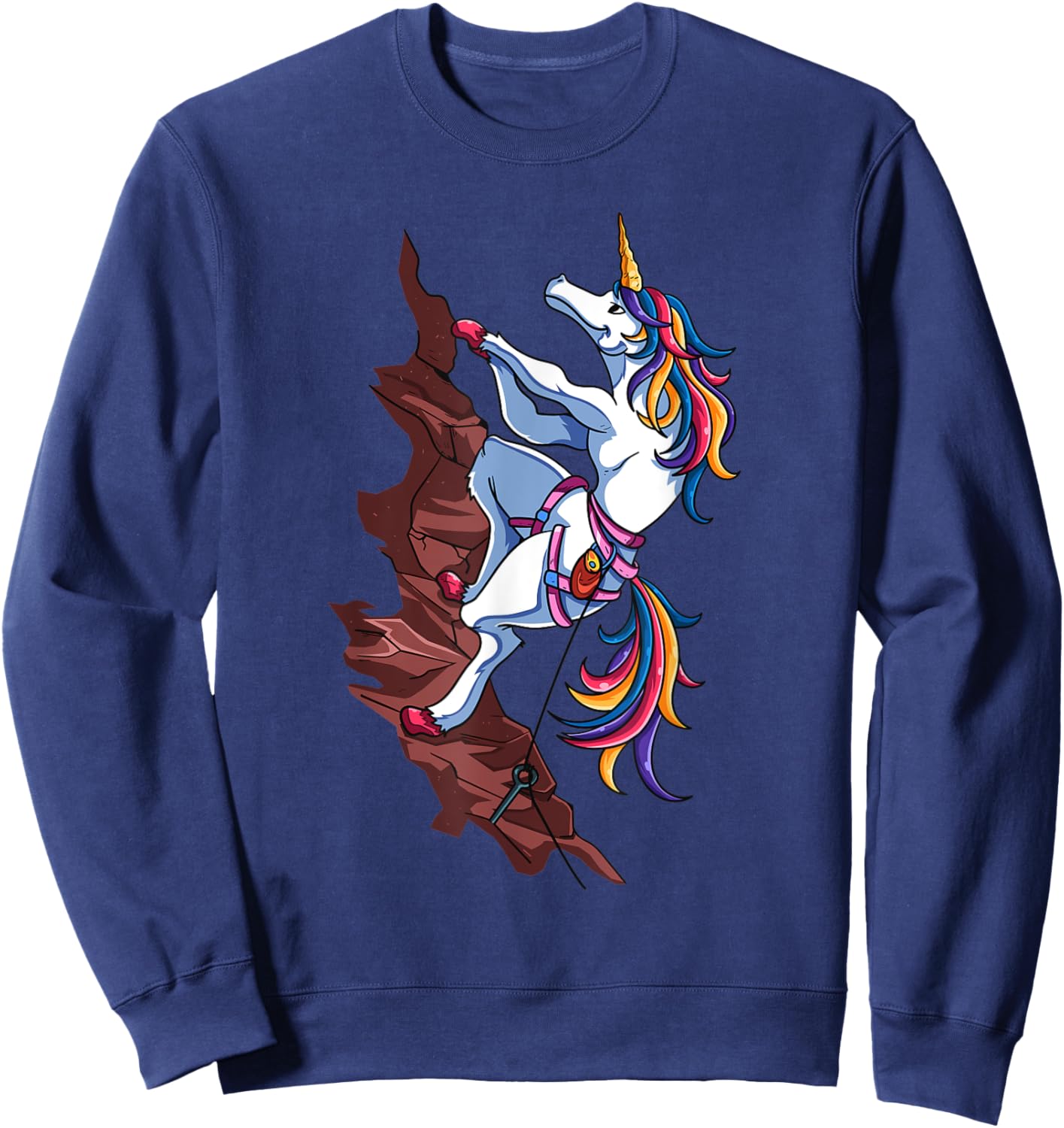 Magical Rainbow Unicorn Sports Rock Climbing Player For Kids Sweatshirt - Sweatshirt | Navy
