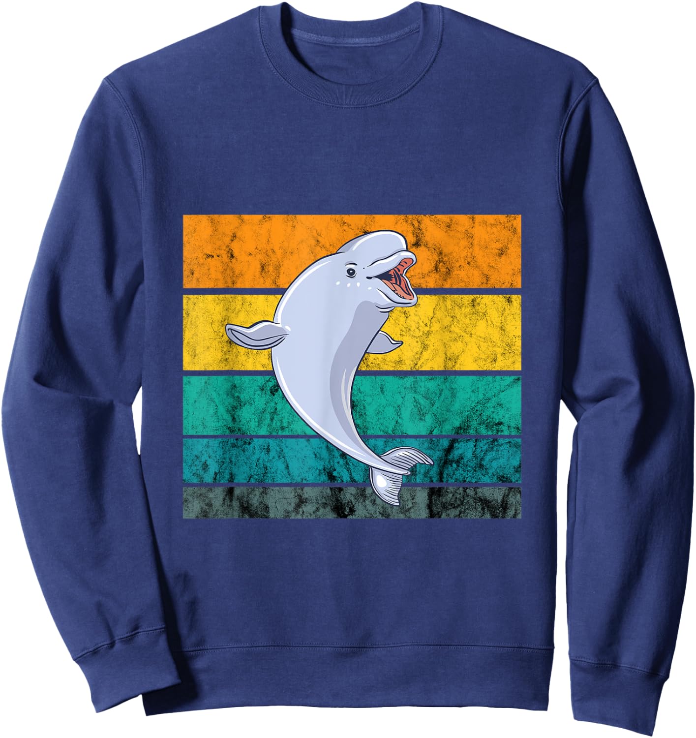 Beluga Whale Retro Vintage White Whale Arctic Ocean Mammals Sweatshirt - Sweatshirt | Navy
