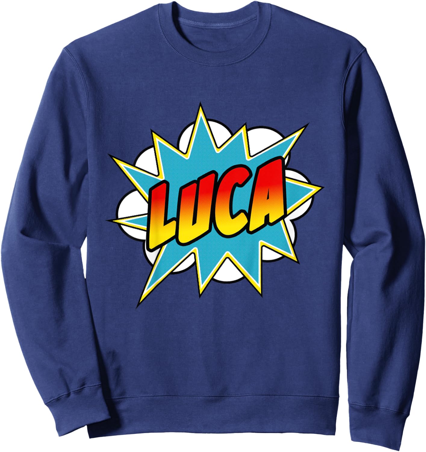 Kids Boys Luca Name Comic Book Superhero Sweatshirt - Sweatshirt | Navy