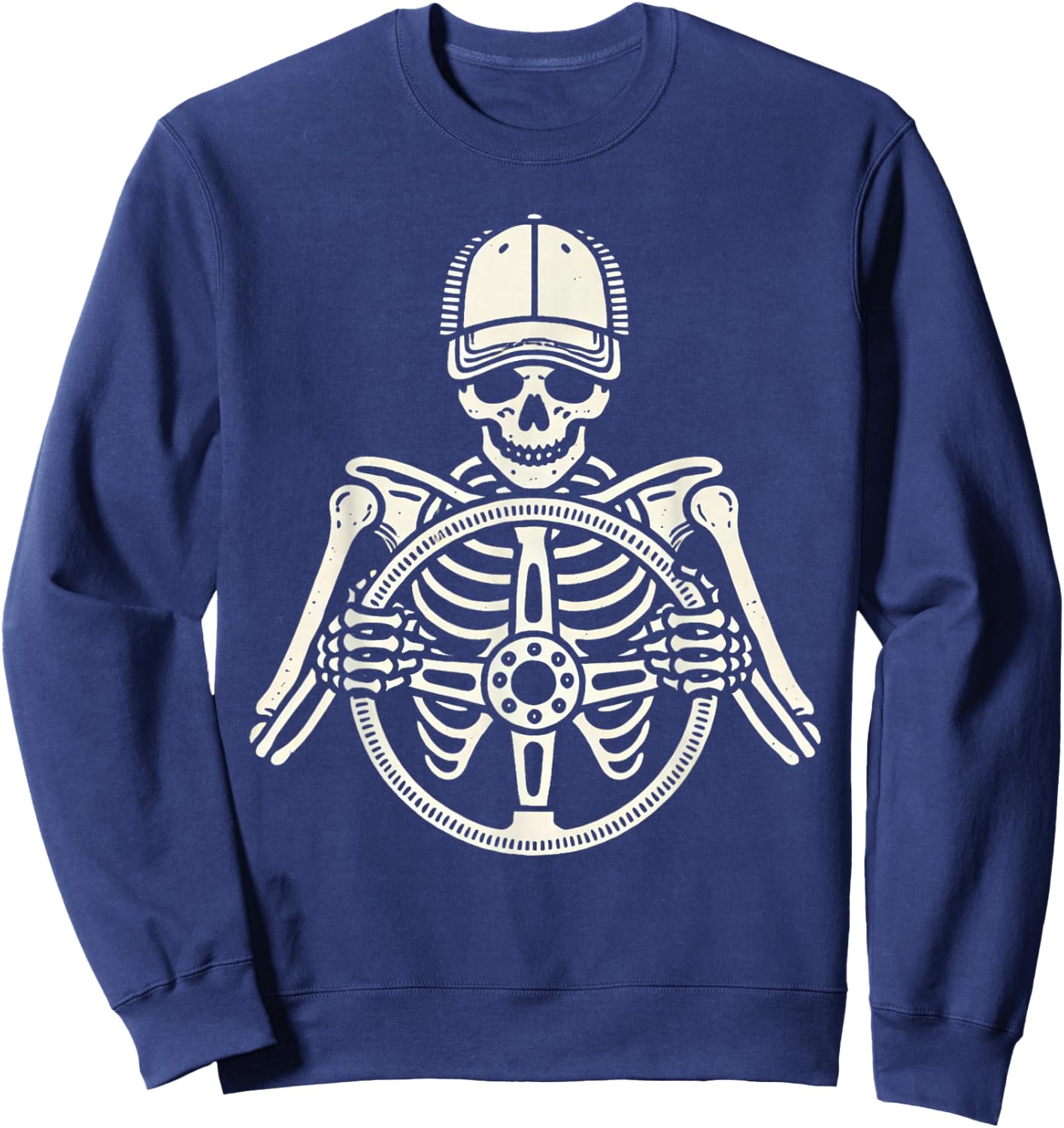 Funny Truck Driver Skeleton Trucker Long Distance Trucking Sweatshirt - Sweatshirt | Navy