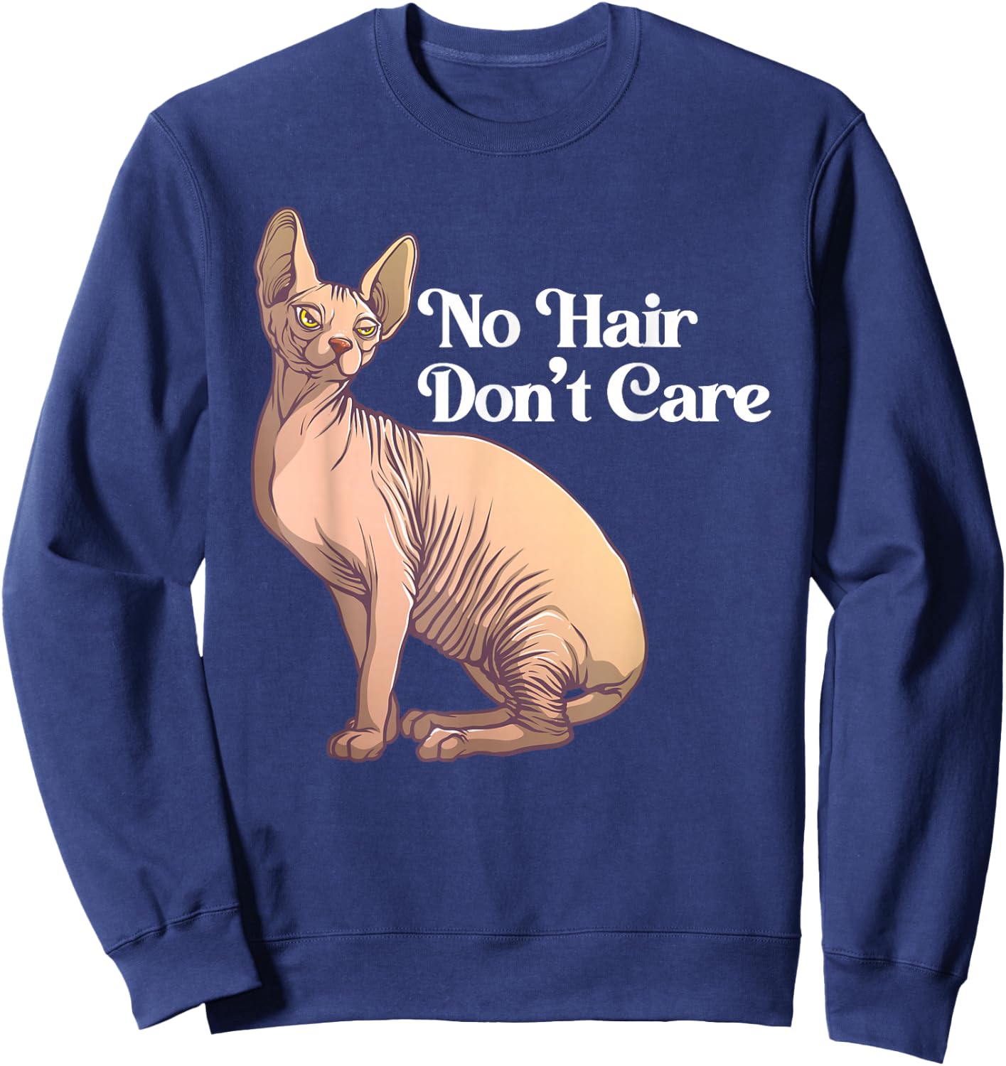Funny Sphynx Cat Art Women Hairless Cat Lover Pet Sweatshirt - Sweatshirt | Navy