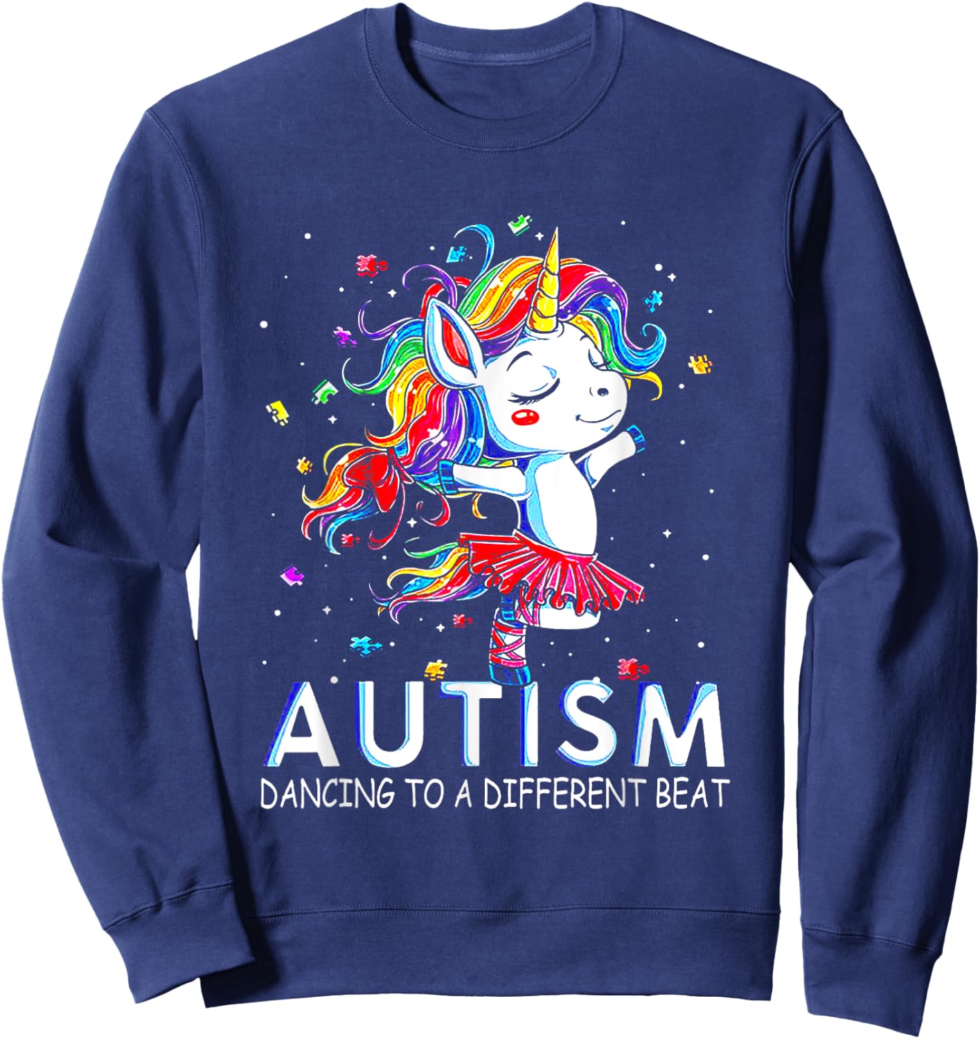 Autism Dancing To Be A Different Beat Unicorn Sweatshirt - Sweatshirt | Navy