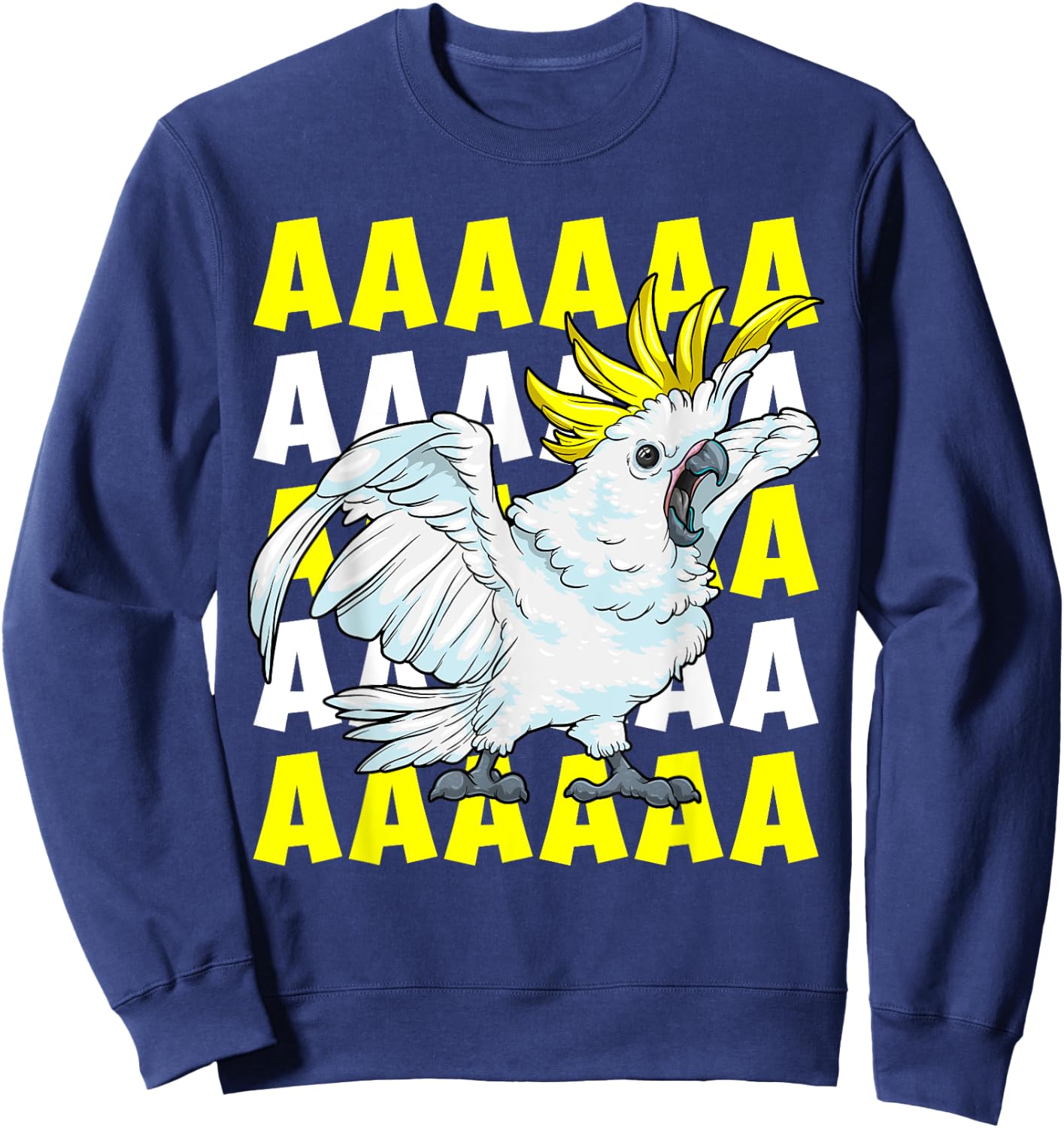 Screaming Cockatoo Umbrella Bird Memory Funny Parrot Sweatshirt - Sweatshirt | Navy
