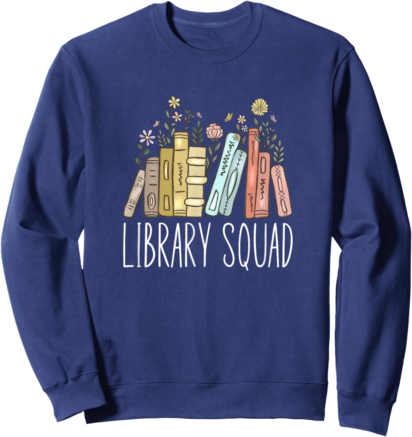 Book Worm Shop Library Squad - Black, -Adults/Kids, Short Sleeve, Modern, Letter Print, , Classic Fit, Pull On, Imported Sweatshirt - Sweatshirt | Navy