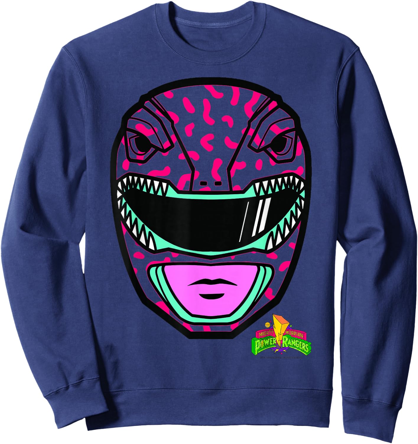 Power Rangers Red Ranger Retro Print Big Face Sweatshirt - Sweatshirt | Navy