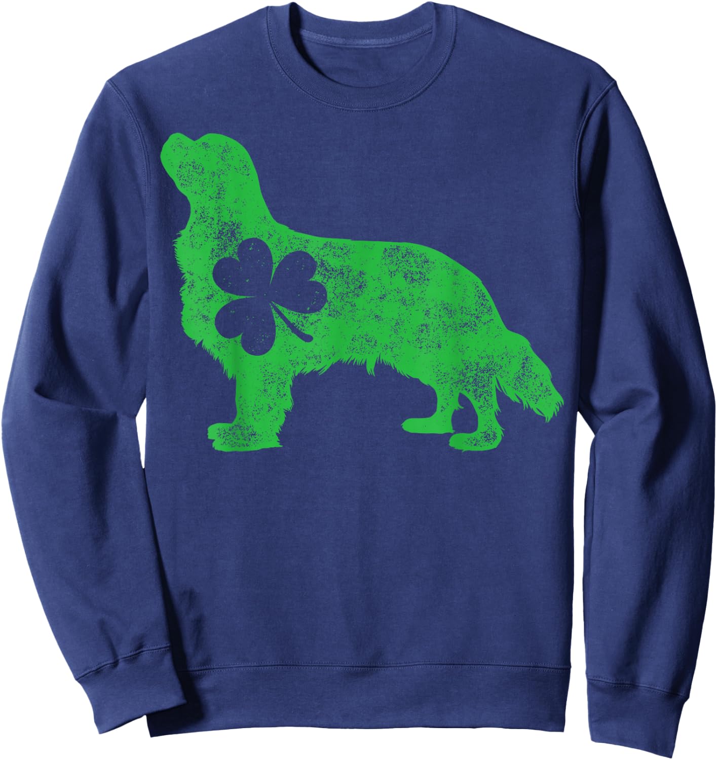 Cavalier King Charles Spaniel St Patricks Day Men Shamrock Sweatshirt - Sweatshirt | Navy