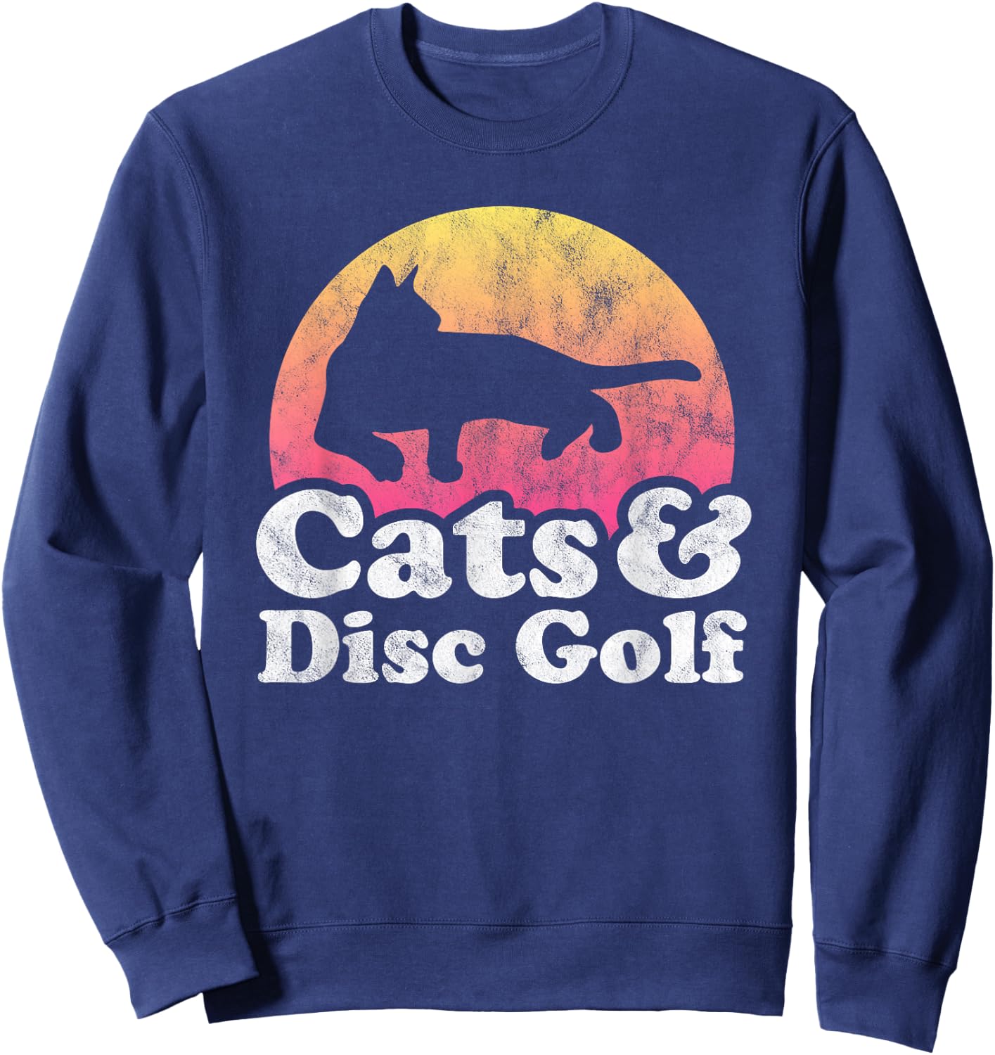 Cats and Disc Golf Men's or Women's Cat Sweatshirt - Sweatshirt | Navy