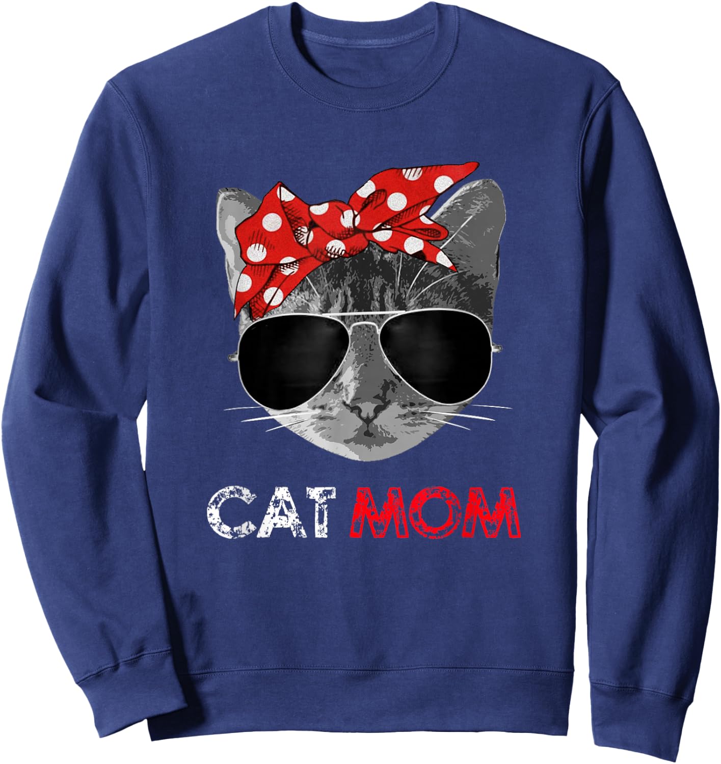Cat Mom Shirt Cat Mommy Mother's Day Gift Cat Lovers Sweatshirt - Sweatshirt | Navy