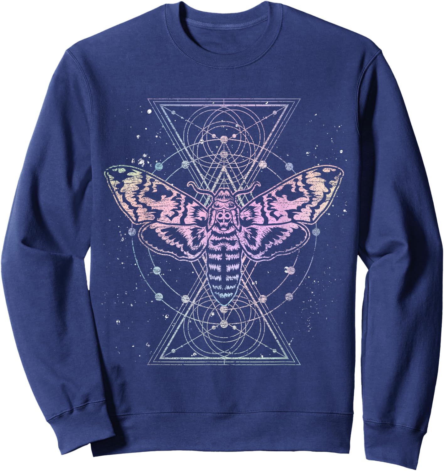 Moth Astrology Insect Kowai Sacred Geometry Pastel Goth Sweatshirt - Sweatshirt | Navy