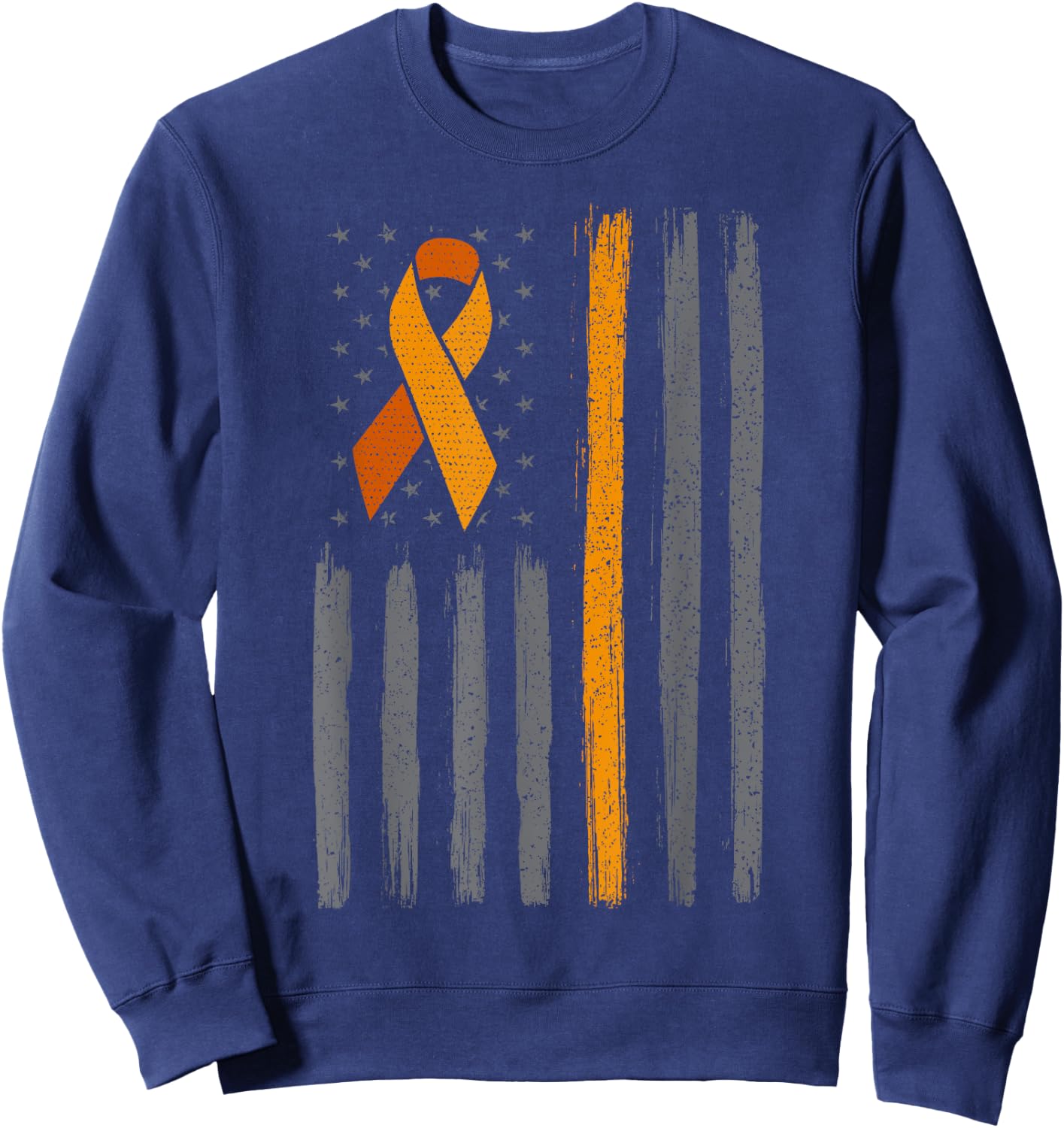 Orange ribbon flag leukemia blood cancer awareness Sweatshirt - Sweatshirt | Navy