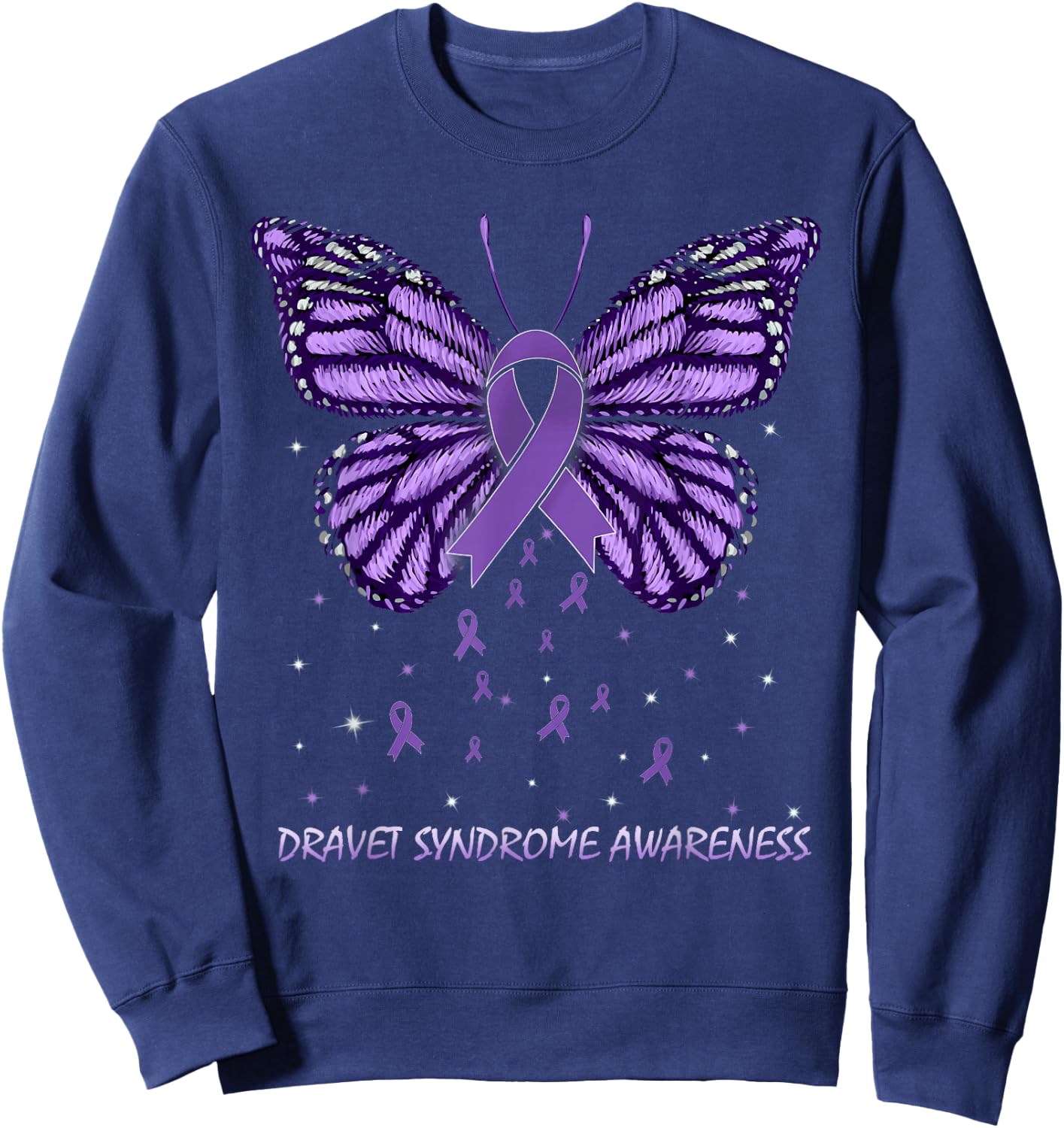 Dravet Syndrome Awareness Butterfly Sweatshirt - Sweatshirt | Navy