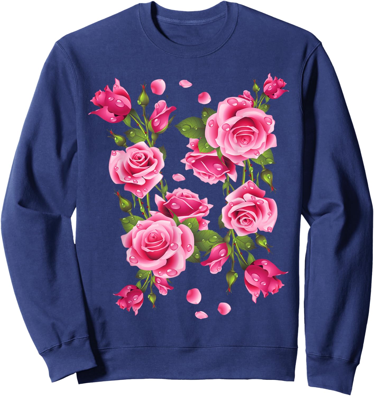 Beautiful Pink Roses Bouquet Graphic & Cool Designs Sweatshirt - Sweatshirt | Navy
