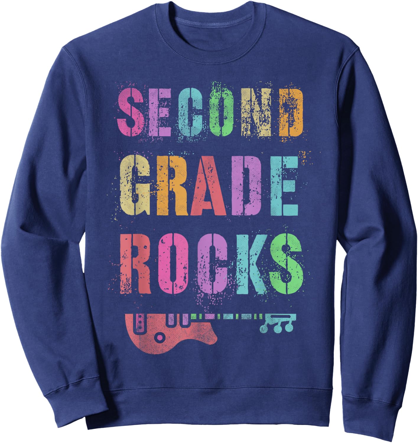 2nd GRADE ROCKS Teacher I Teach Second Gr Rockstar Teaching Women Girls Kids Sweatshirt - Sweatshirt | Navy