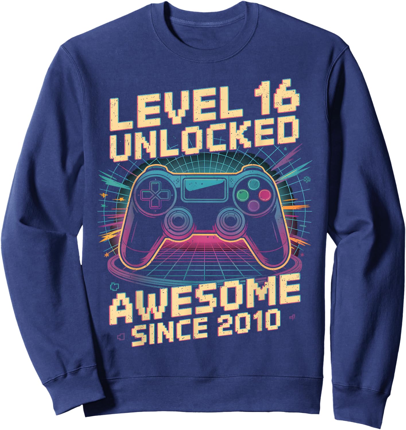 16 Year Old Boy Level 16 Gamer 2010 16th Birthday Party Gift Sweatshirt - Sweatshirt | Navy