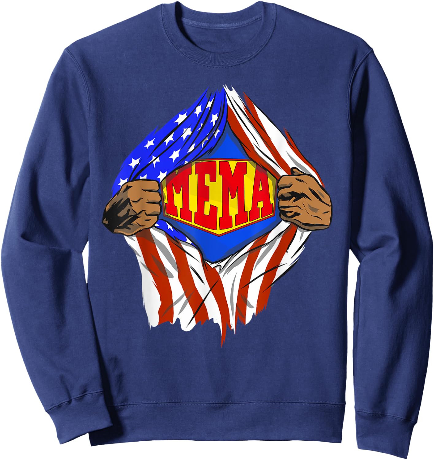 Funny Super Mema Hero Family Sweatshirt - Sweatshirt | Navy