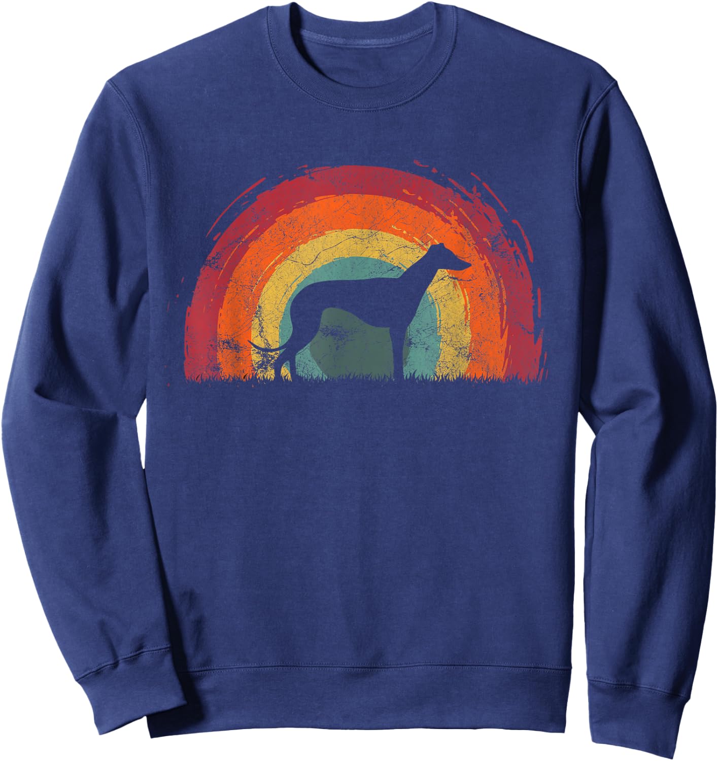 Greyhound Vintage Rainbow Dog Men Women Sweatshirt - Sweatshirt | Navy