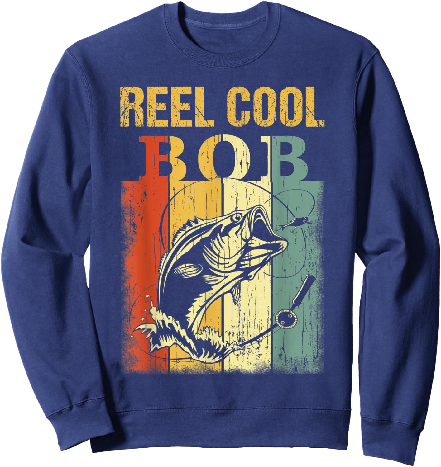 Reel Cool BOB Vintage Fishing Fathers Day Sweatshirt - Sweatshirt | Navy