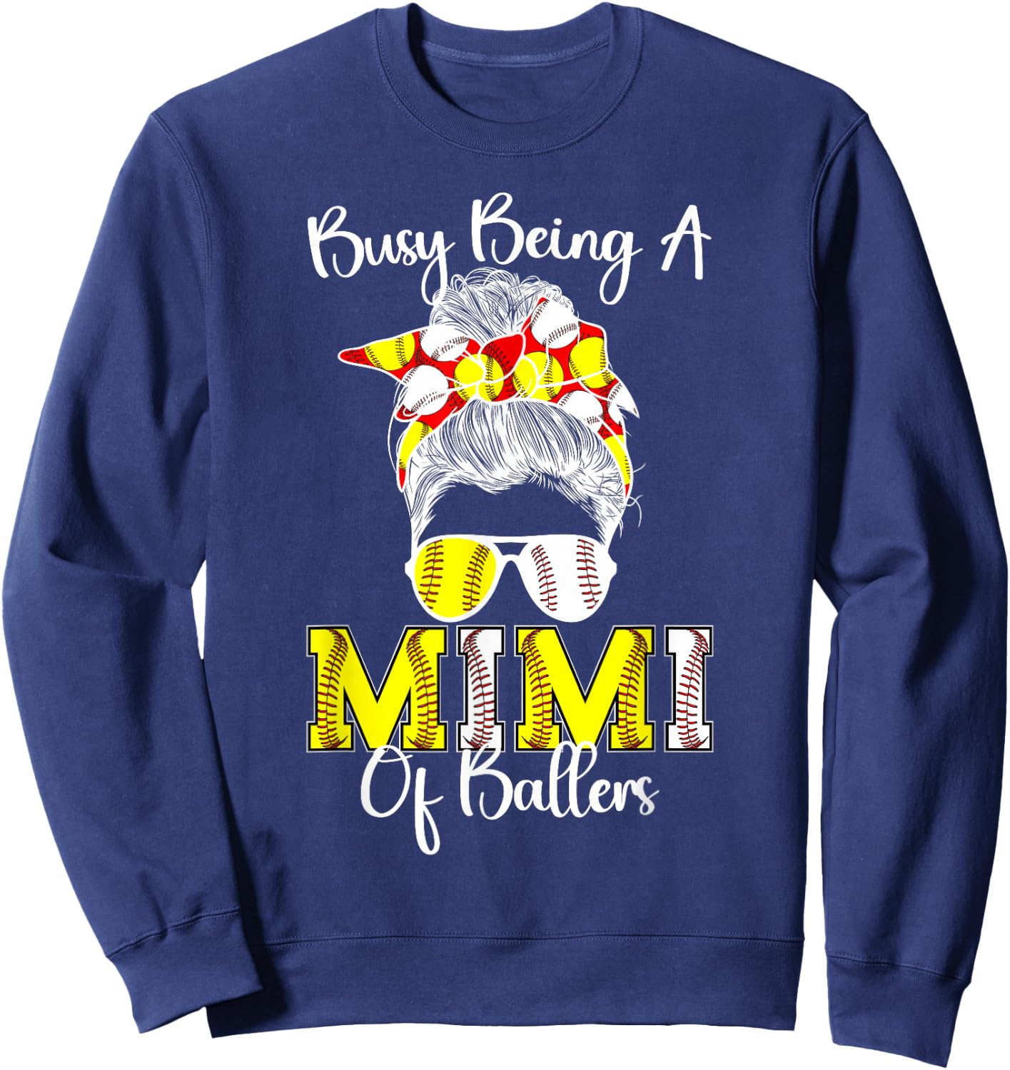 Softball Baseball Mimi Of Ballers Baseball Softball Mimi Sweatshirt - Sweatshirt | Navy