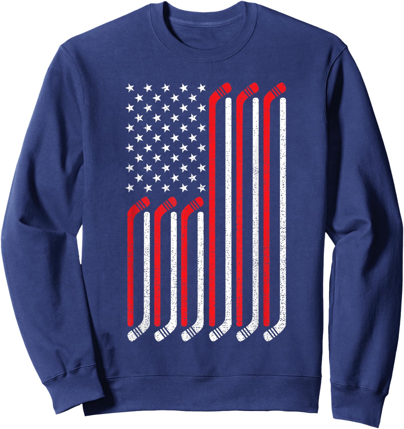 4th of July Hockey Stick USA Flag Patriotic Hockey Kids Men Sweatshirt - Sweatshirt | Navy