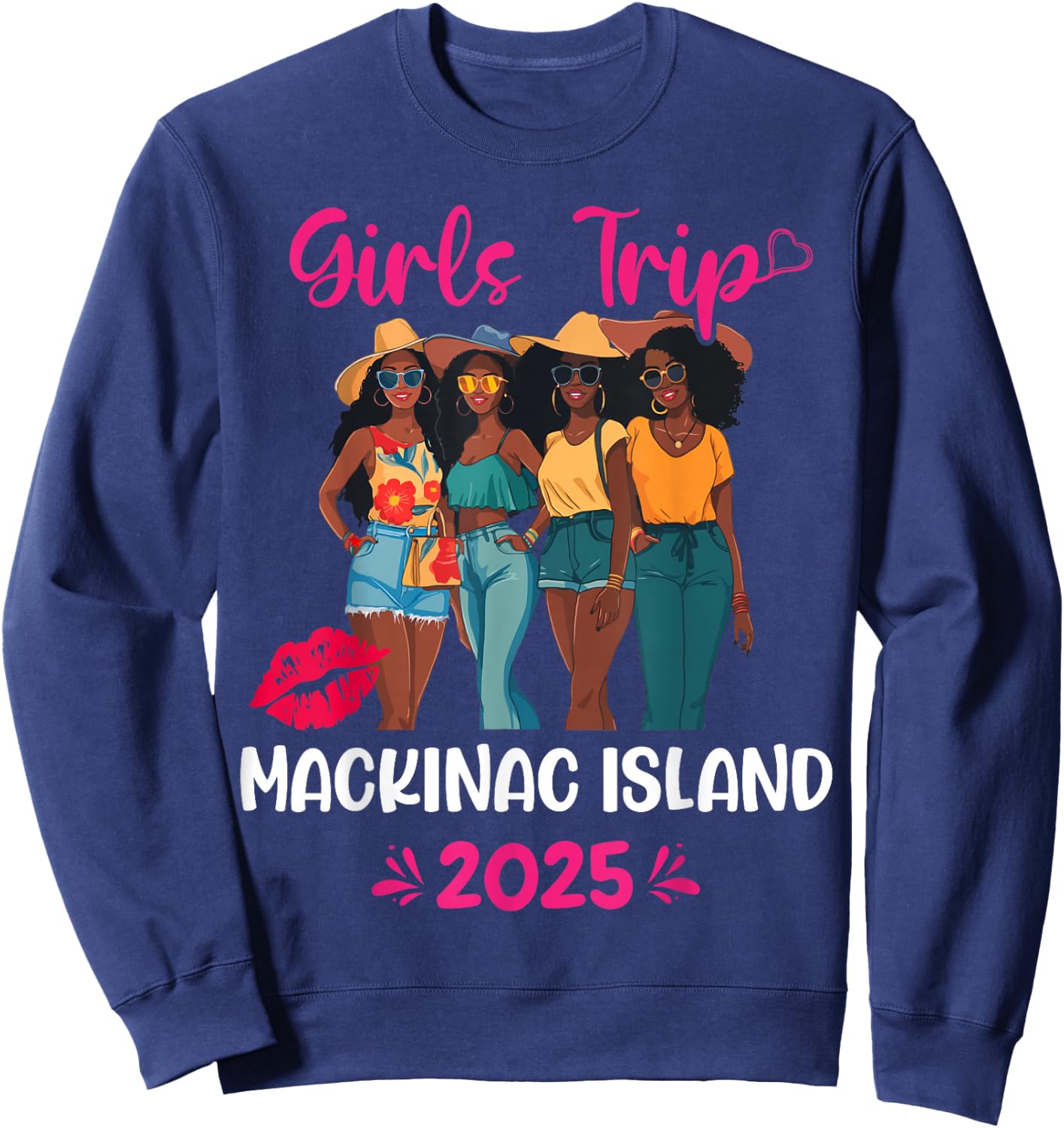 Black Girls Trip Mackinac Island 2025 Vacation Matching Sweatshirt - Sweatshirt | Navy