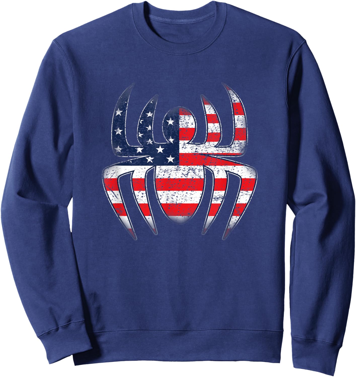 Kids Spider American Flag Cool 4th of July Vintage Graphic Sweatshirt - Sweatshirt | Navy
