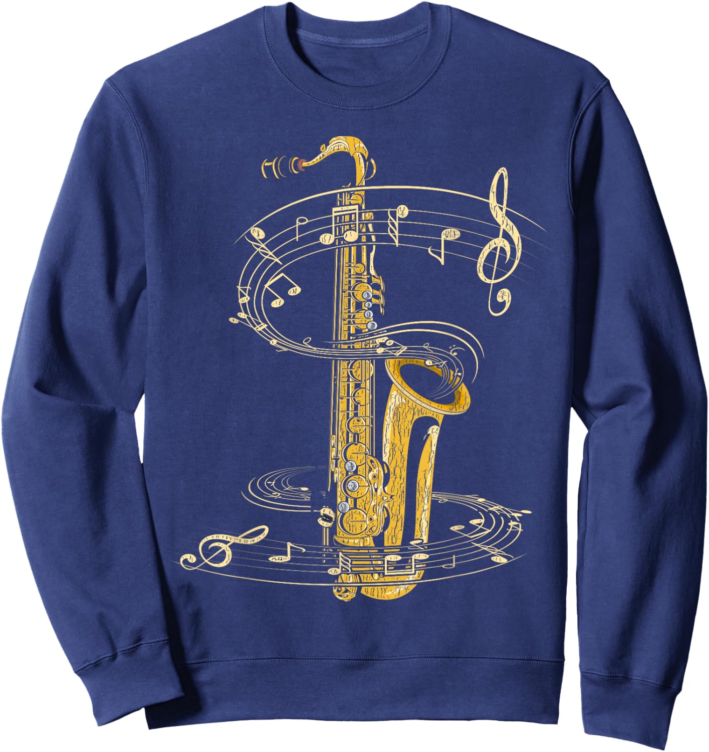 Sax Player Saxophonist Music Notes Treble Clef Saxophone Sweatshirt - Sweatshirt | Navy