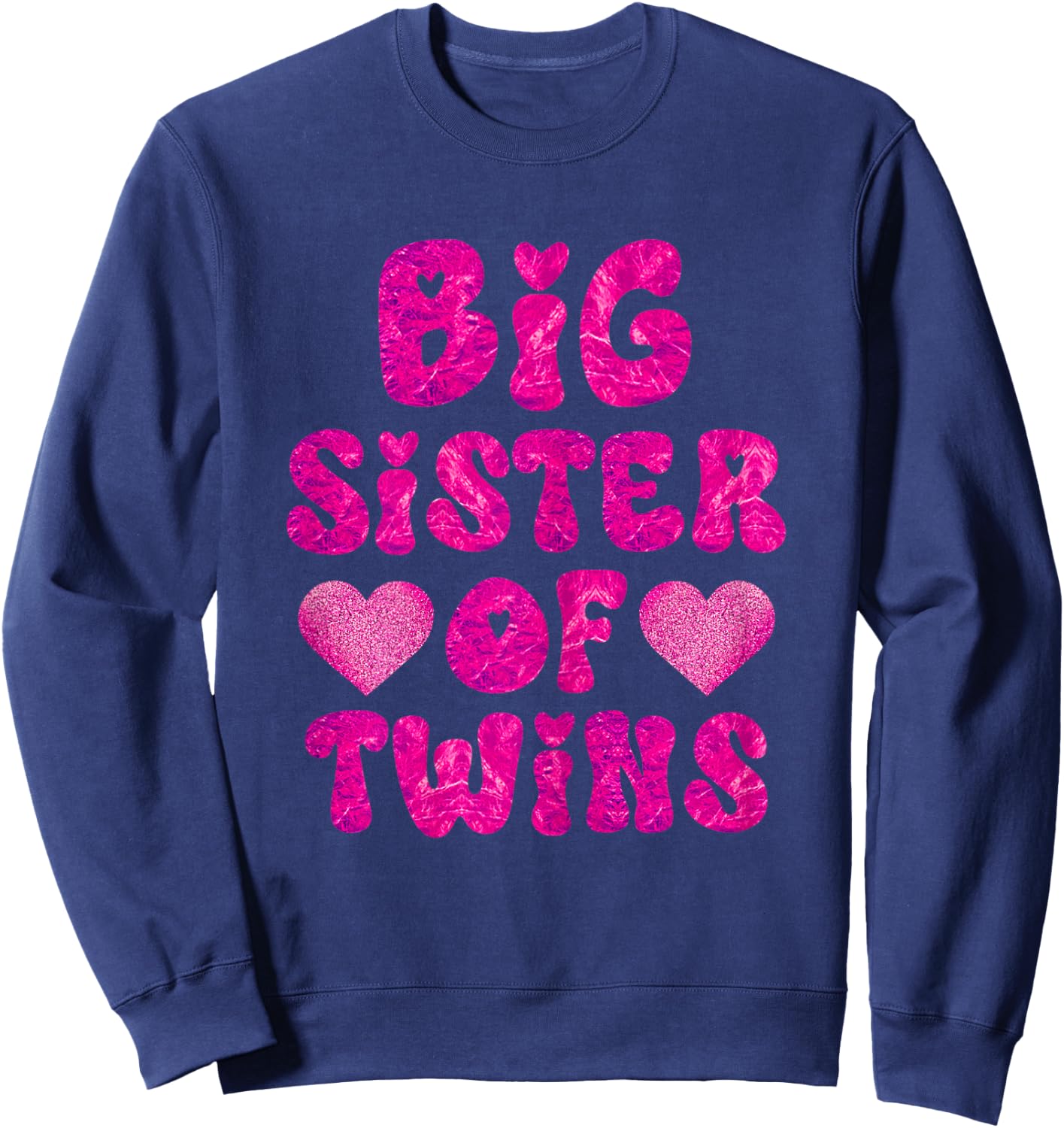 Big Sister Of Twins New Big Sister Sibling Gifts Sweatshirt - Sweatshirt | Navy